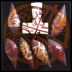 Harold-Balazs-ART The Sacred Circle Under Siege - Enamel - 22-1/2”x22-1/2” - 1989